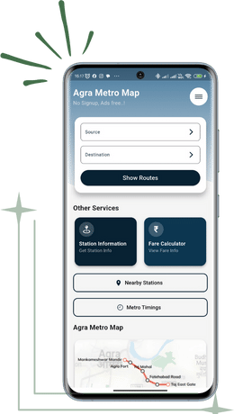Agra Metro App Home Screen